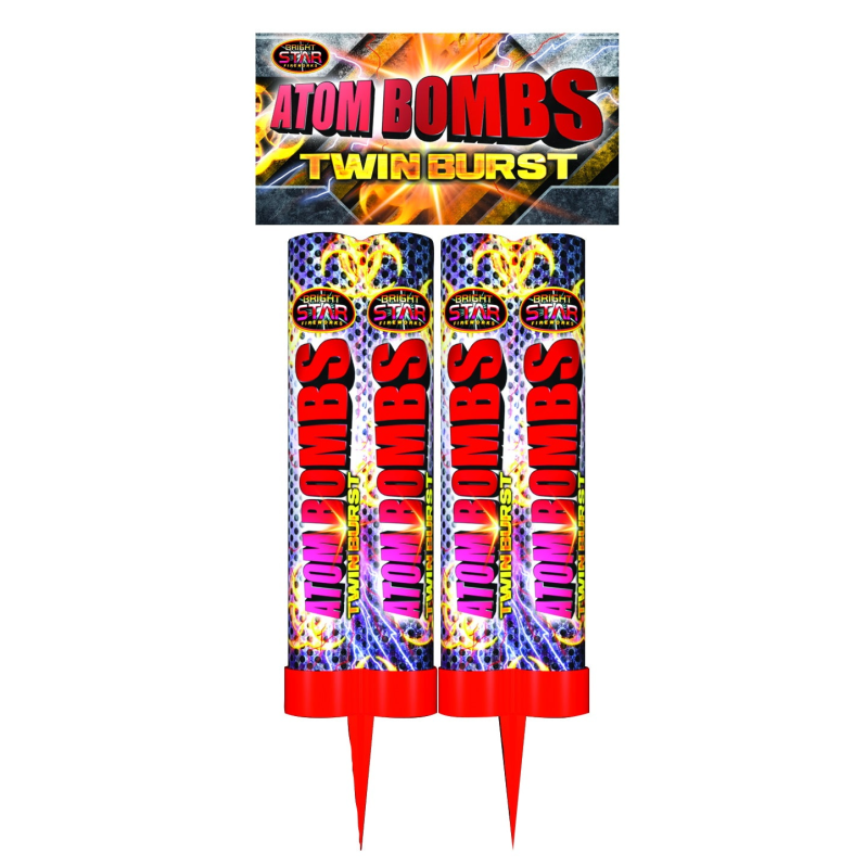 Shooters Star Roman Candles, 2-piece double shot barrage with loud star bursts.