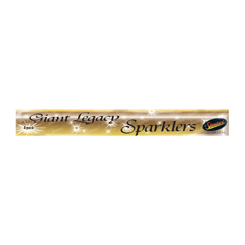 Giant Legacy 5-pack sparklers, 16-inch long, producing large golden sparks.