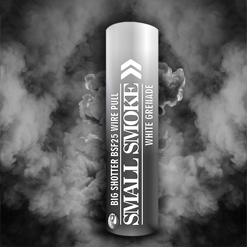 "Small smoke bomb with ring pull, 30-second vivid white smoke. "