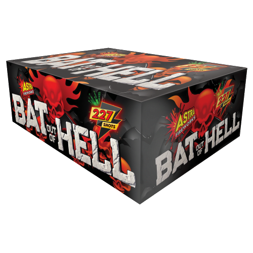 Bat Out Of Hell 227-shot compound cake with flower crowns and strobes.
