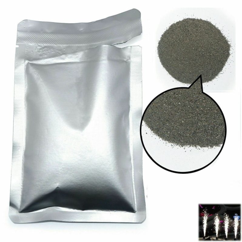"Cold Spark indoor firework machine powder (200g) with silver crackles and stars. "