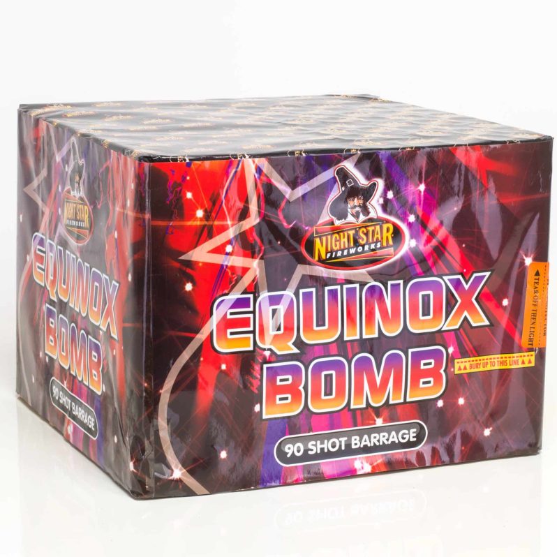 Equinox Bomb 90-shot barrage with stunning visuals and vibrant color effects.